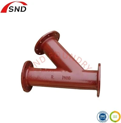 Duktilt jern Y-rør med flanger